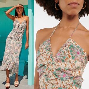 Veronica Beard Floral Midi Dress - Pink and Green